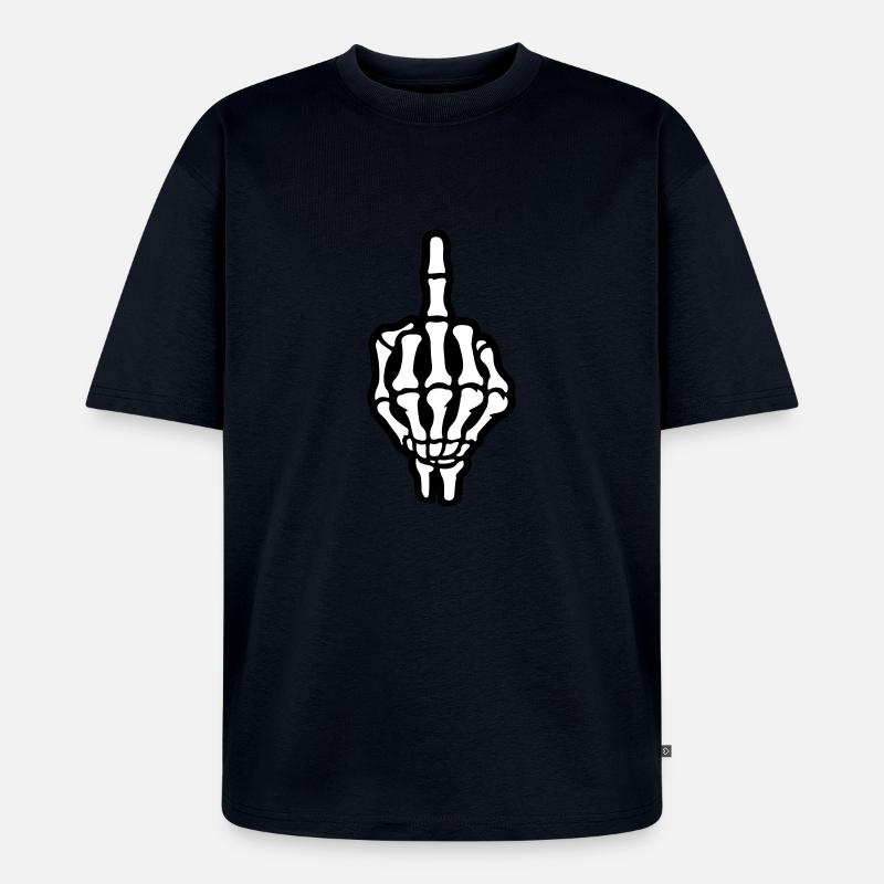 Skelett Mittelfinger Hand - Unisex Premium Oversized Bio T-Shirt - Navy