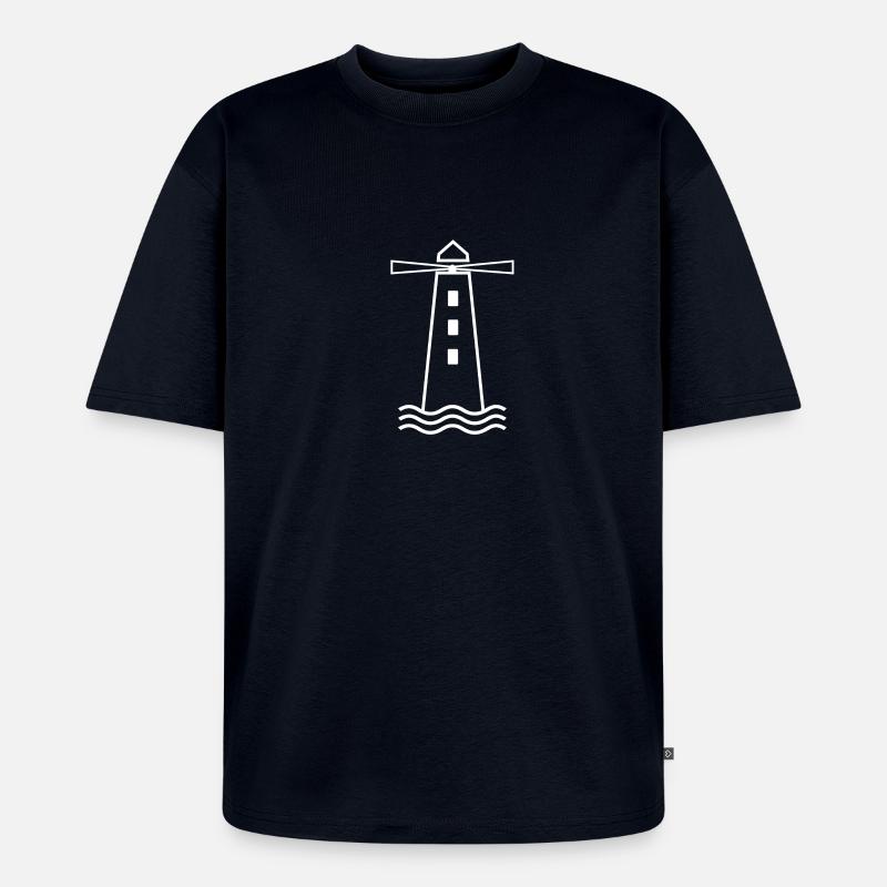 Der Leuchtturm - Weiß - Unisex Premium Oversized Bio T-Shirt - Navy