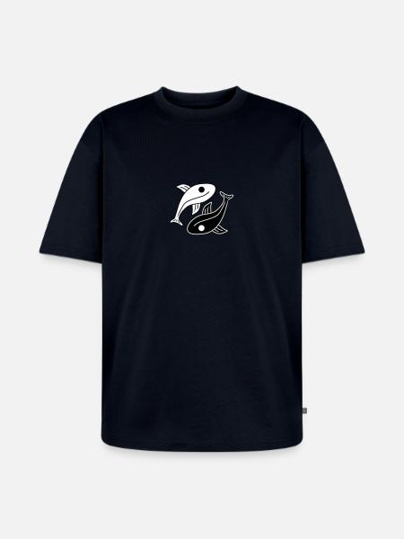 Yin Yang Fishs - Unisex Premium Oversized Bio T-Shirt - Navy