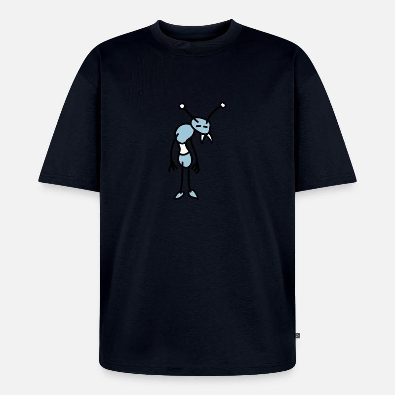 sad_bug_3c - Unisex Premium Oversized Organic T-Shirt - navy