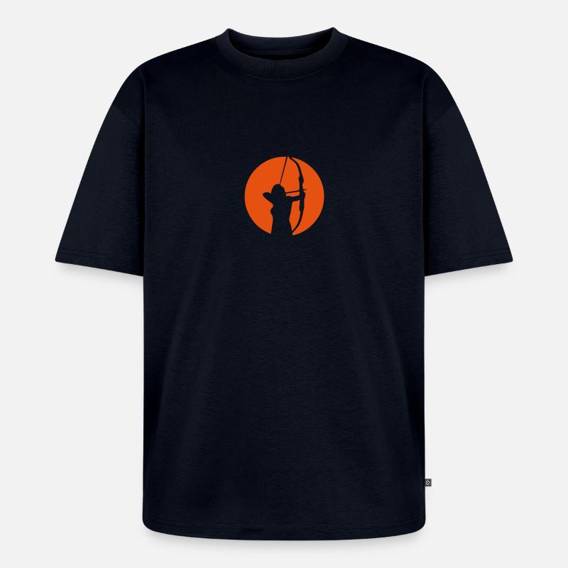 Bogenschießen Bogenschießen Logo bogenschieben3 - Unisex Premium Oversized Bio T-Shirt - Navy