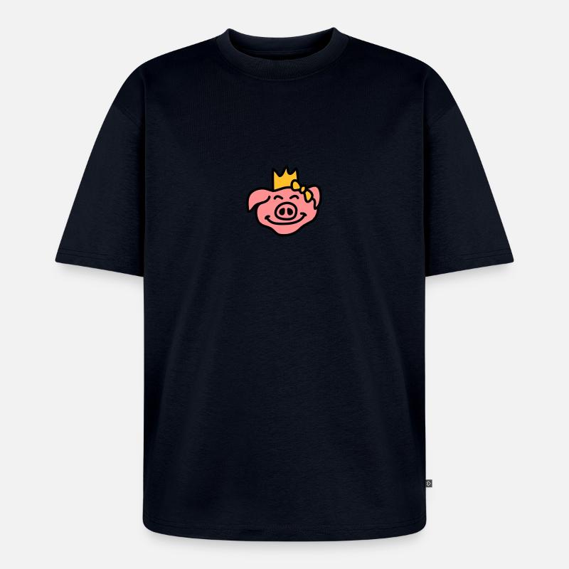 Pricess Pig Head - Unisex Premium Oversized Bio T-Shirt - Navy