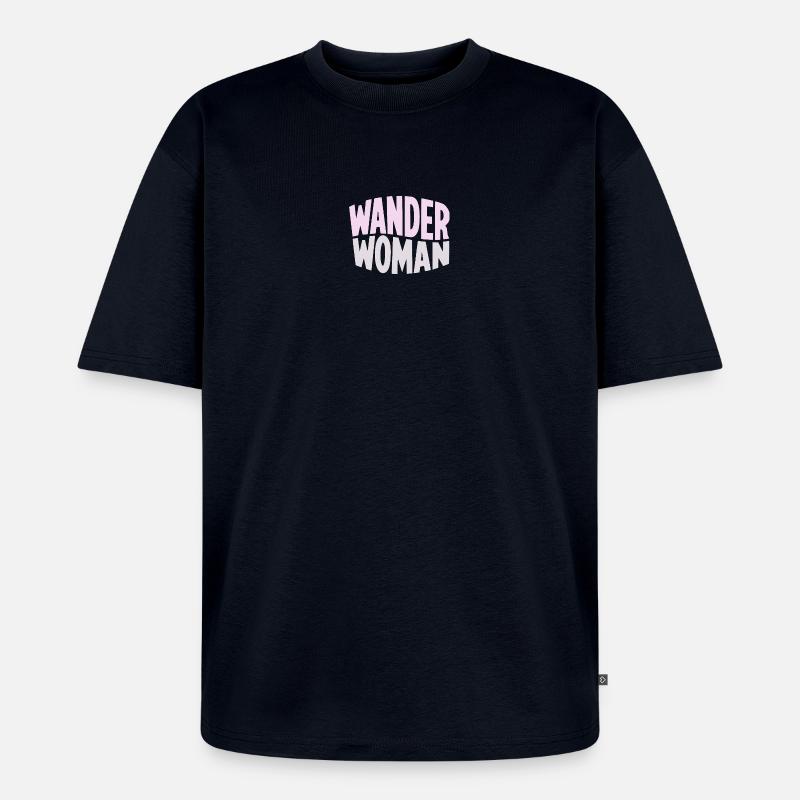 Wanderfrau Gradient Typo - Unisex Premium Oversized Bio T-Shirt - Navy