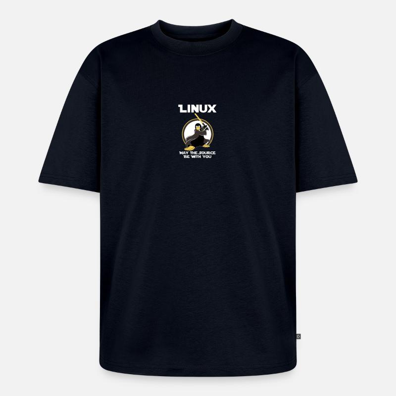 may_the_linux_source - T-shirt Premium bio oversize Unisexe - bleu marine