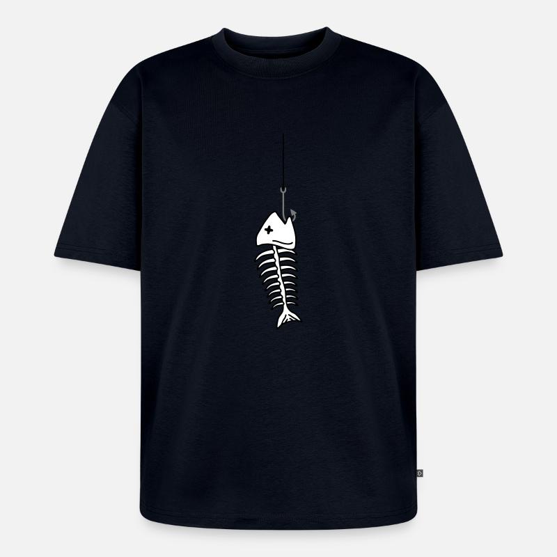 Fishbone On The Hook - Unisex Premium Oversized Bio T-Shirt - Navy
