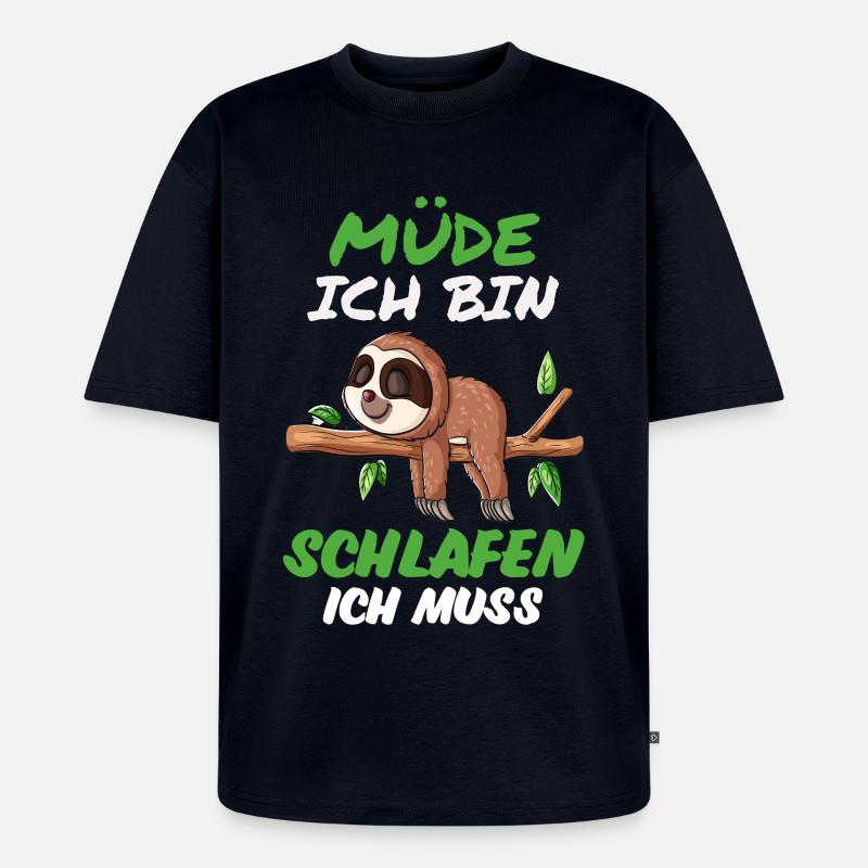 Faultier Müde - Unisex Premium Oversized Bio T-Shirt - Navy