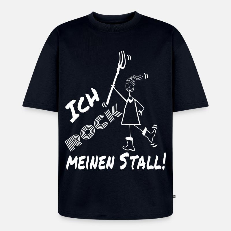 Frau Mistgabel Stall witzig - Unisex Premium Oversized Bio T-Shirt - Navy
