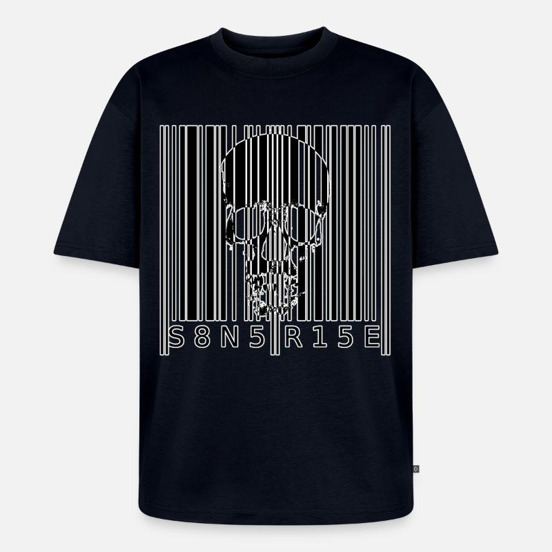 S8N5 R15E Dämonischer Barcode Streetstyle - Unisex Premium Oversized Bio T-Shirt - Navy