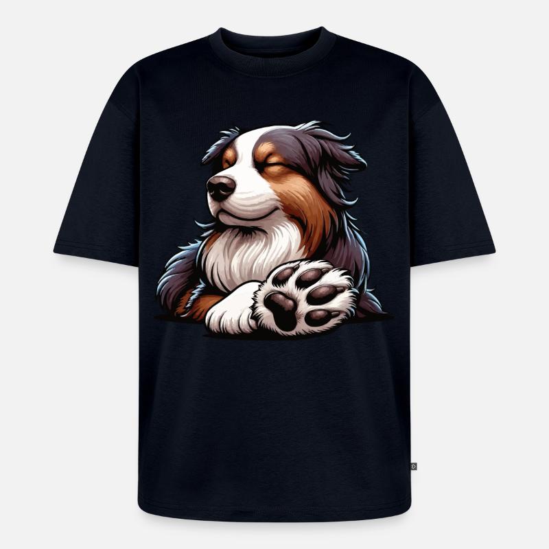 Australian Shepherd Aussie Aussie Owners Aussies - Unisex Premium Oversized Organic T-Shirt - navy