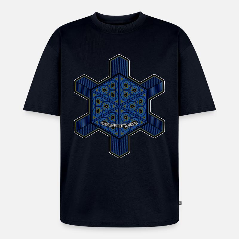 Expérience d’évolution fractale Mandala Psytrance Goa - T-shirt Premium bio oversize Unisexe - bleu marine