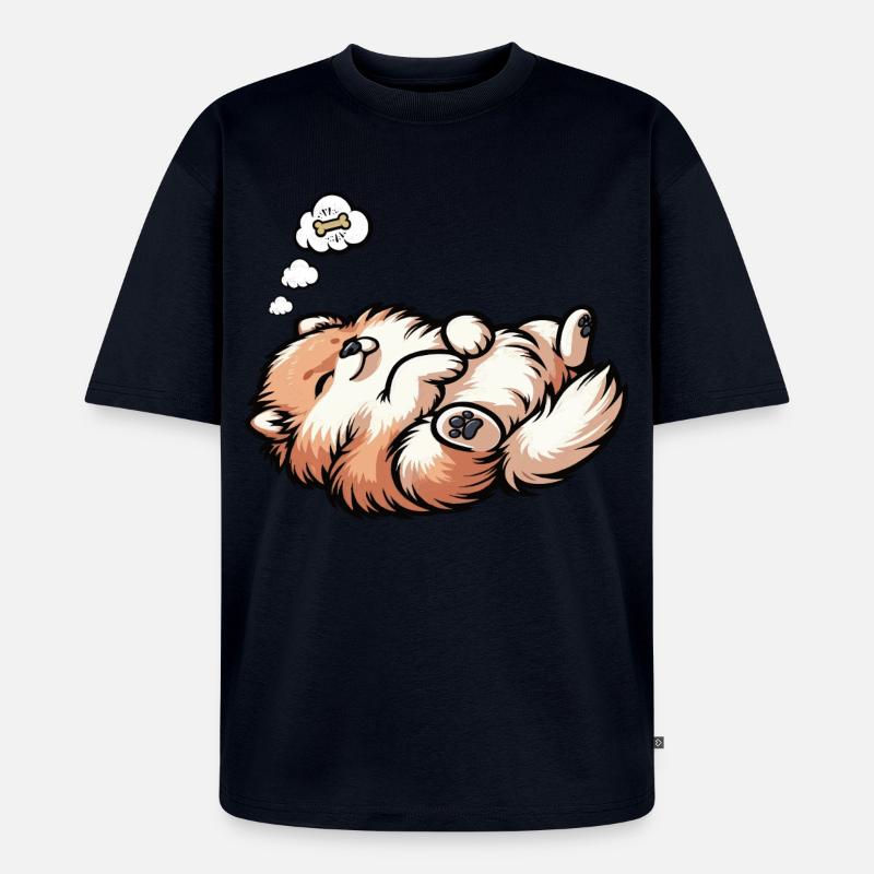 Zwergspitz Zwergspitze Spitzhund Zwergspitzhalter - Unisex Premium Oversized Bio T-Shirt - Navy