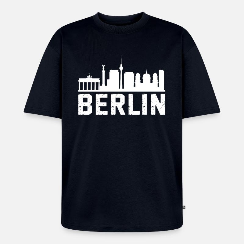 Berlin Skyline - Unisex Premium Oversized Bio T-Shirt - Navy