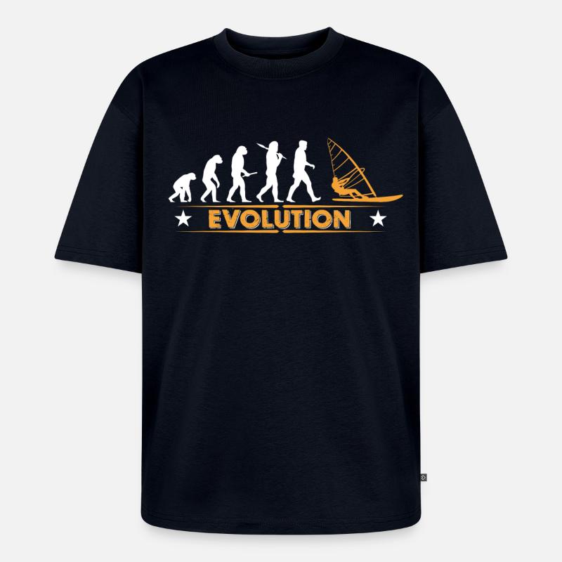 Windsurfing evolution - orange/white - Unisex Premium Oversized Organic T-Shirt - navy