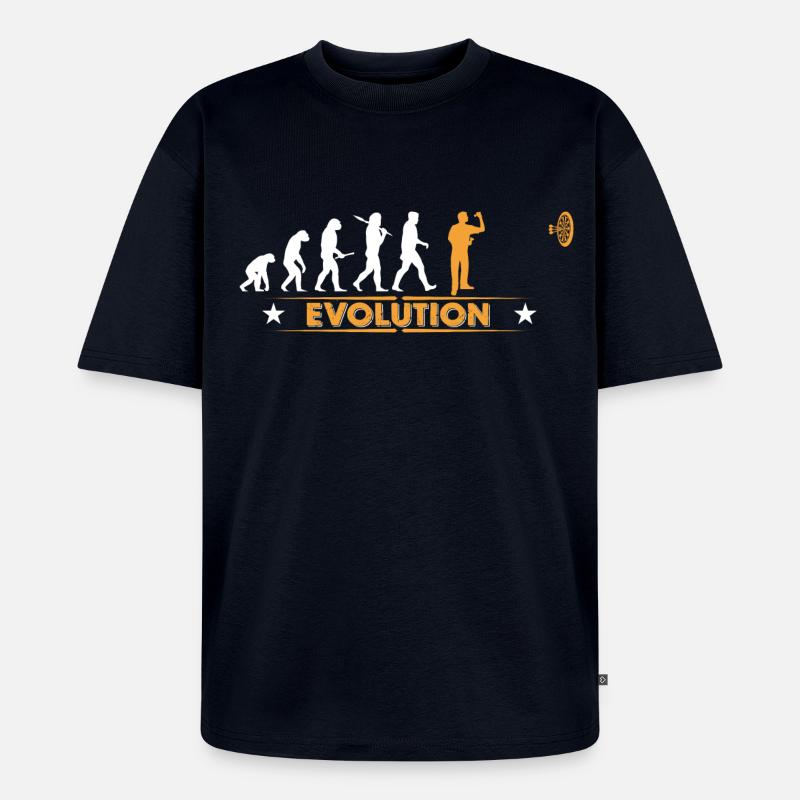Dart - Evolution - orange/weiss - Unisex Premium Oversized Bio T-Shirt - Navy
