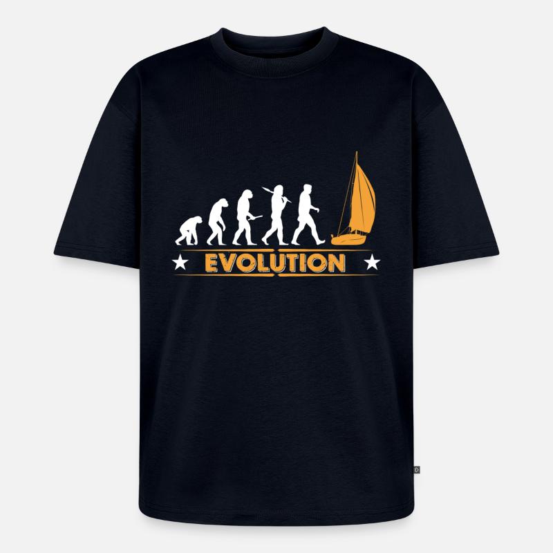 Segeln Evolution - orange/weiss - Unisex Premium Oversized Bio T-Shirt - Navy