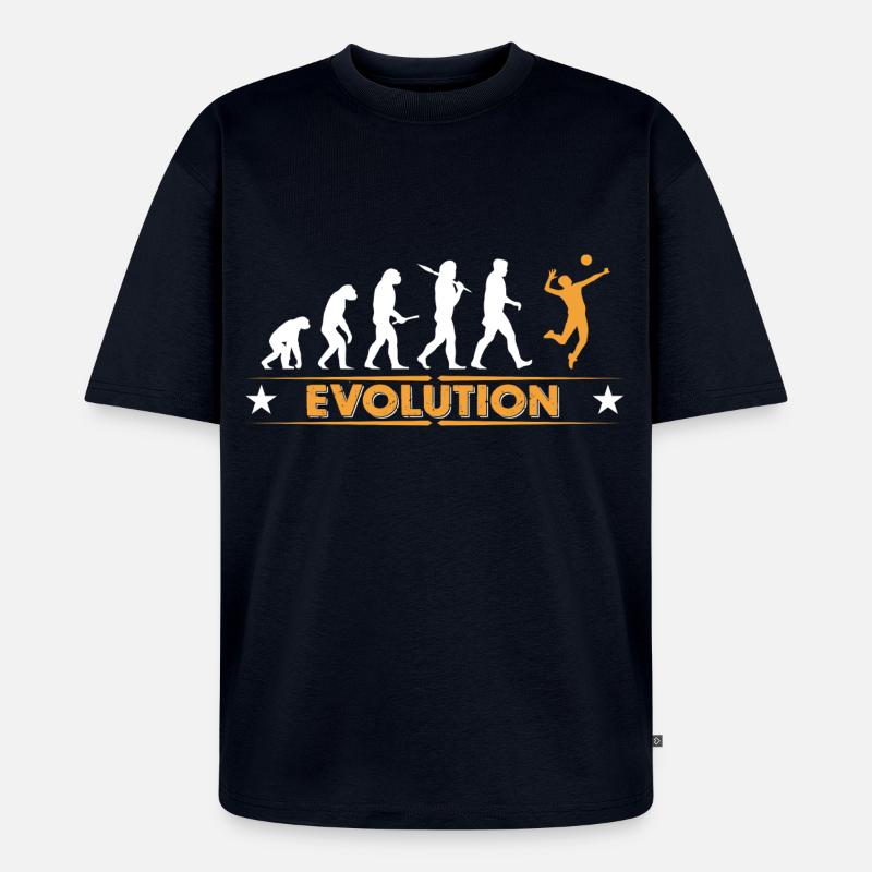 Volleyball Evolution - orange/weiss - Unisex Premium Oversized Bio T-Shirt - Navy