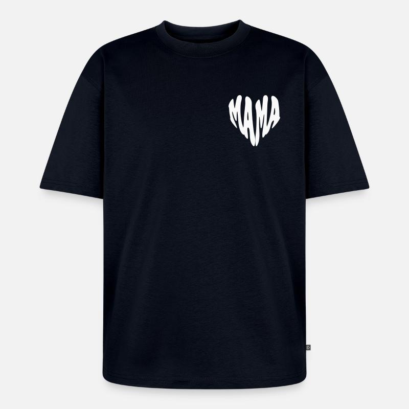 Mama – Kleines Herz (Sonderfarbe) - Unisex Premium Oversized Bio T-Shirt - Navy