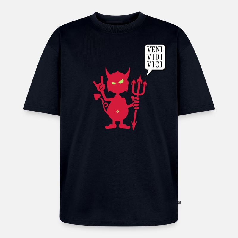 Teufel rocks / devil rocks (2c) - Unisex Premium Oversized Bio T-Shirt - Navy