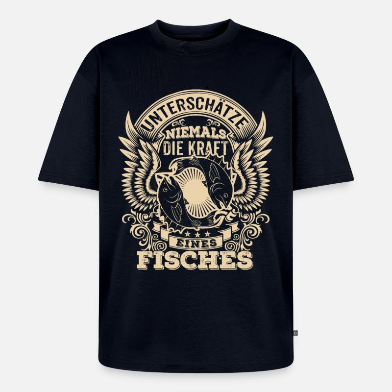 Fisch - Sternzeichen - Unterschätze niemals - Unisex Premium Oversized Bio T-Shirt - Navy