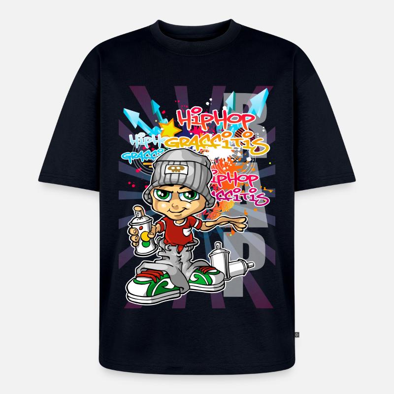 Junge Graffiti - Unisex Premium Oversized Bio T-Shirt - Navy
