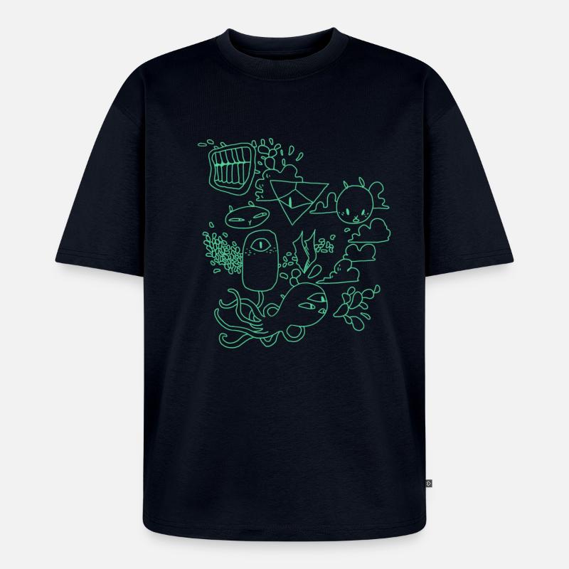 Grumpy Rabbits - T-shirt Premium bio oversize Unisexe - bleu marine