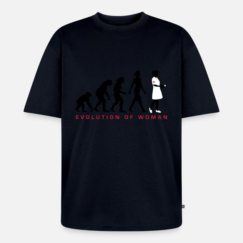 evolution_krankenschwester_122012_c_3c - Unisex Premium Oversized Bio T-Shirt - Navy
