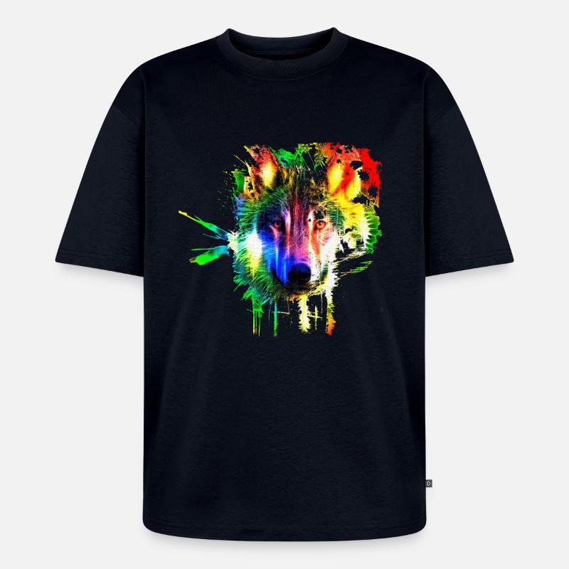 Wolf Splash Modern - Unisex Premium Oversized Organic T-Shirt - navy