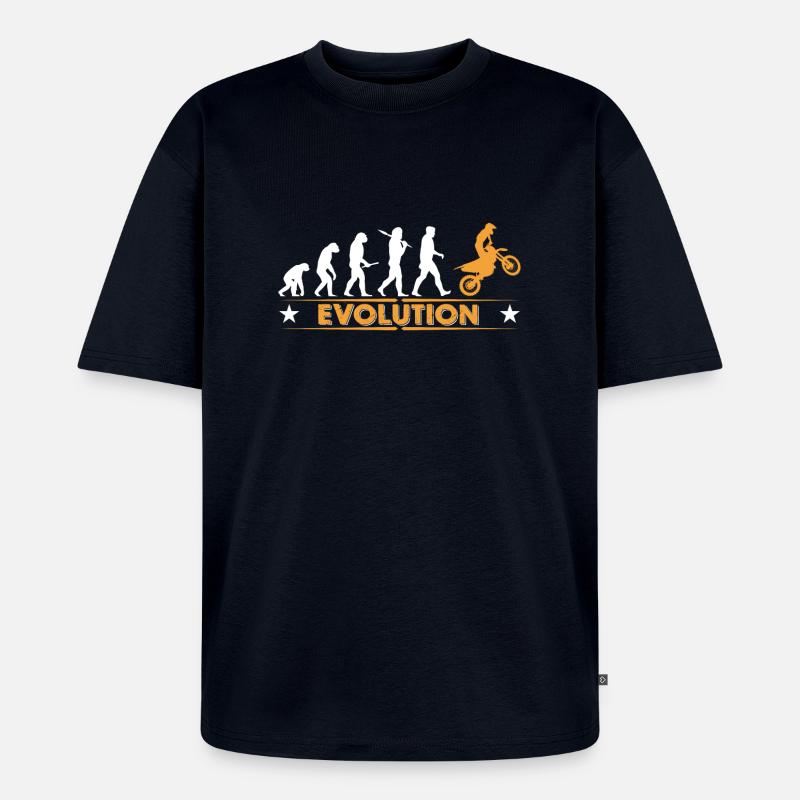 Motocross Evolution - orange/weiss - Unisex Premium Oversized Bio T-Shirt - Navy