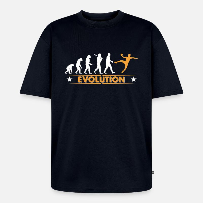 Handball Evolution - orange/weiss - Unisex Premium Oversized Bio T-Shirt - Navy