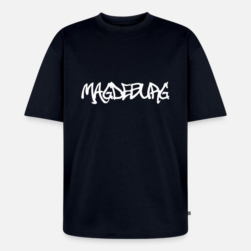Magdeburg Graffiti - Unisex Premium Oversized Bio T-Shirt - Navy