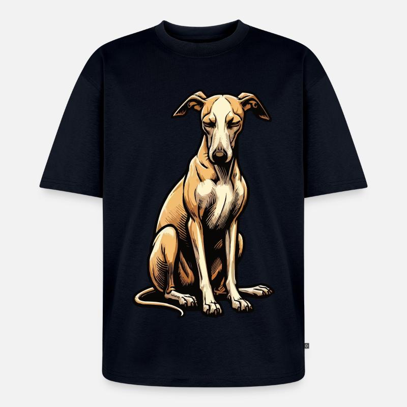 Whippet Greyhound Whippets Propriétaire de lévrier - T-shirt Premium bio oversize Unisexe - bleu marine