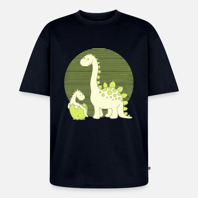 Dinosaur Mom with Hatching Egg - Unisex Premium Oversized Bio T-Shirt - Navy