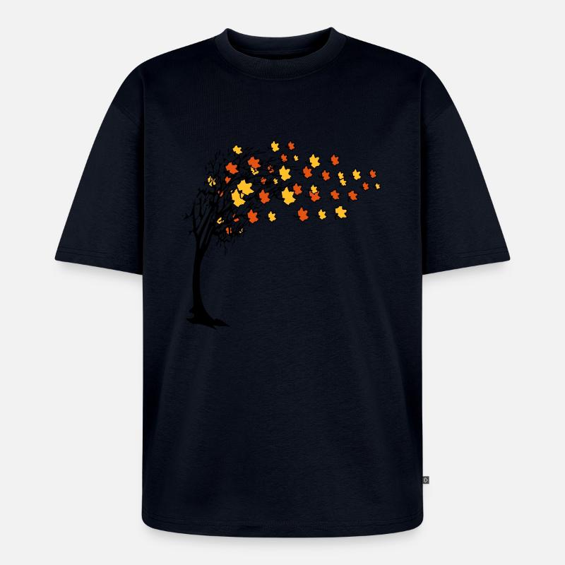 Herbst baum blätter - Unisex Premium Oversized Bio T-Shirt - Navy
