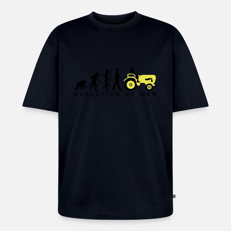 evolution_bauer_mit_traktor_032013_a_2c - Unisex Premium Oversized Bio T-Shirt - Navy