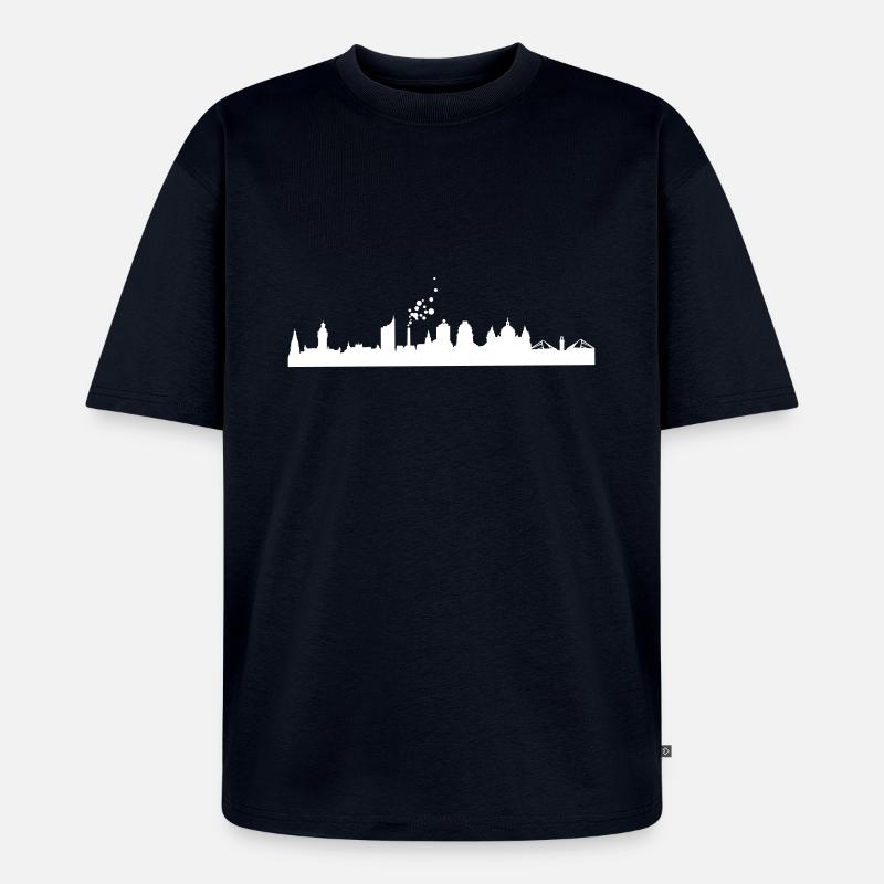 Leipzig Skyline - Unisex Premium Oversized Bio T-Shirt - Navy