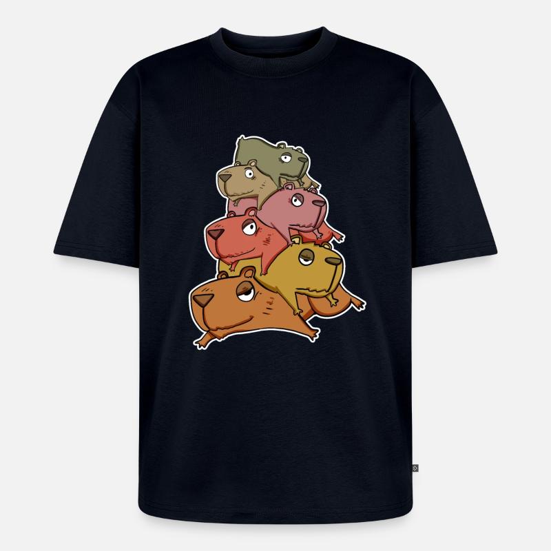 Capybara Tas de Capybara - T-shirt Premium bio oversize Unisexe - bleu marine