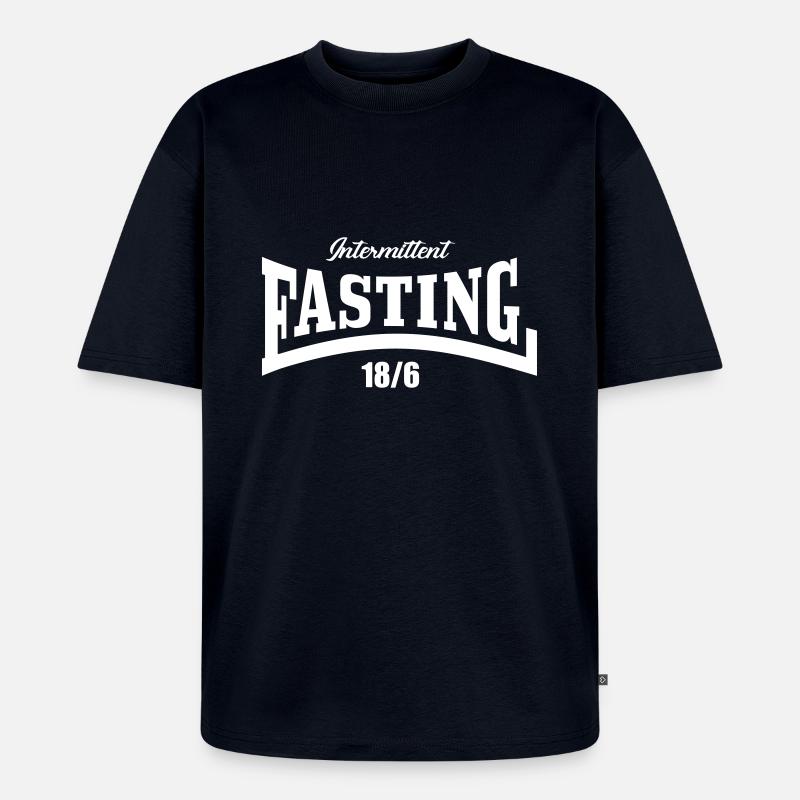 Intermittent Fasting 18 6 - Unisex Premium Oversized Bio T-Shirt - Navy