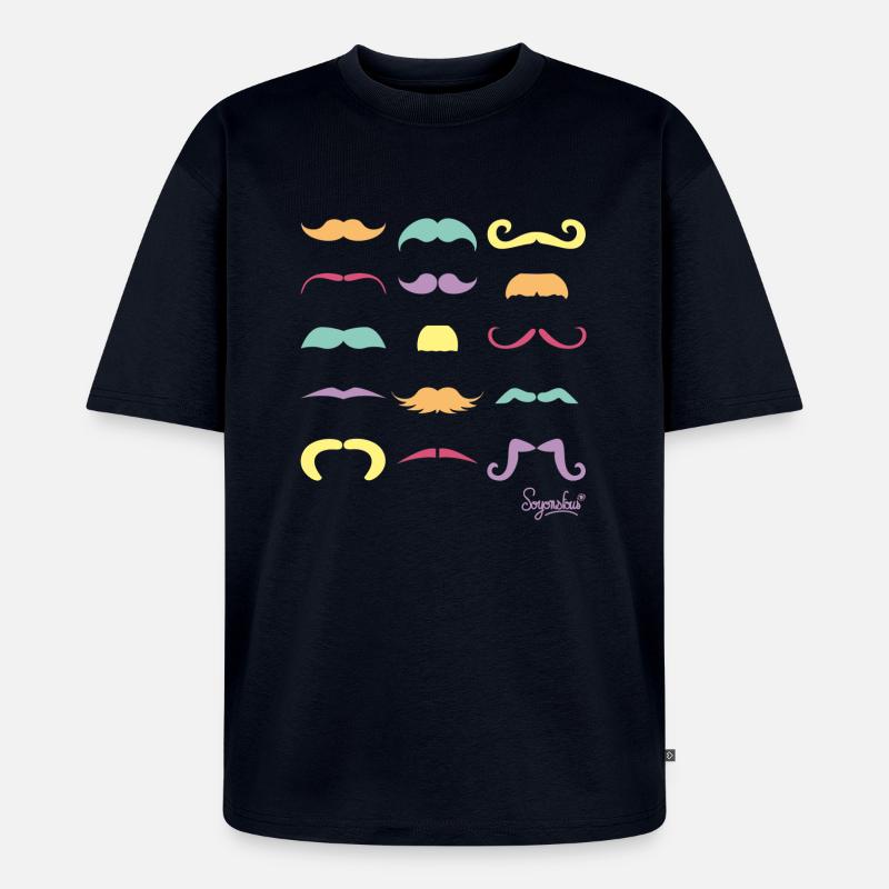 SOMMER MOUSTACHES SOYONSFOUS - Unisex Premium Oversized Bio T-Shirt - Navy