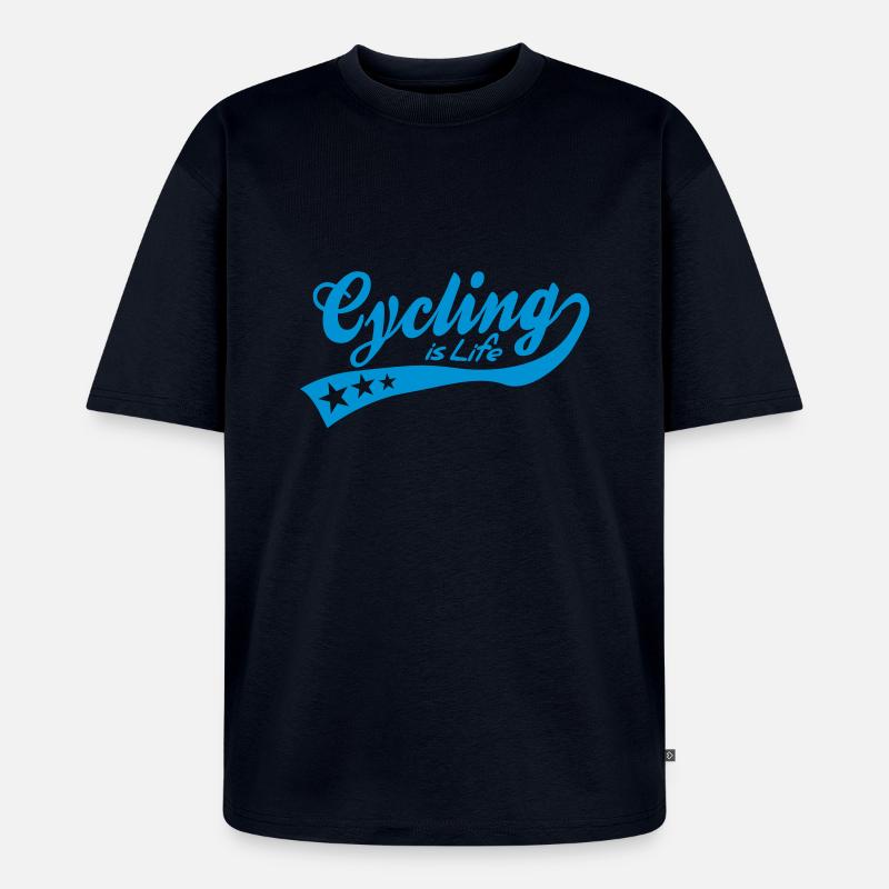 cycing is life - retro - Unisex Premium Oversized Bio T-Shirt - Navy