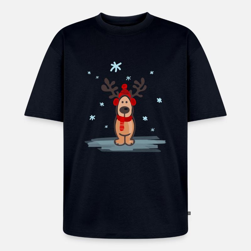 Weihnachten - Elch - Unisex Premium Oversized Bio T-Shirt - Navy