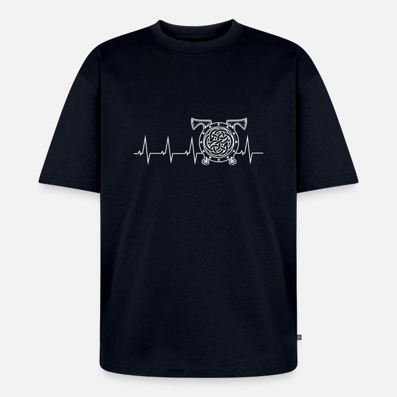 Wikinger - Herzschlag - Schild - Unisex Premium Oversized Bio T-Shirt - Navy