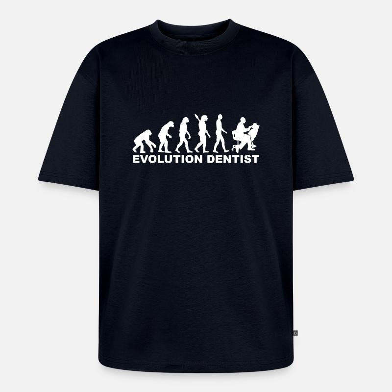 Evolution Dentist - T-shirt Premium bio oversize Unisexe - bleu marine