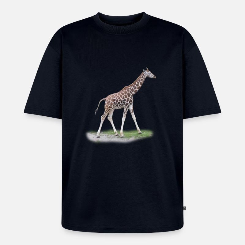 Junge Giraffe - Unisex Premium Oversized Bio T-Shirt - Navy