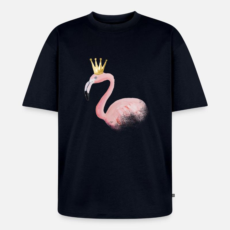 flamingo mit Krone - Unisex Premium Oversized Bio T-Shirt - Navy