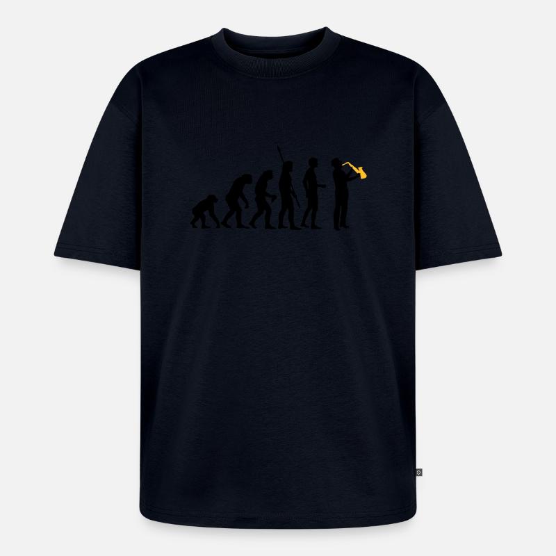 evolution_saxophon_a_2 - Unisex Premium Oversized Organic T-Shirt - navy