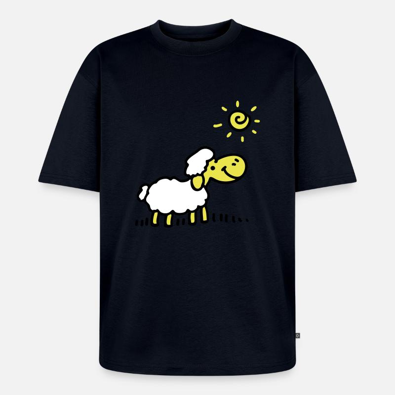 Schäfchen Sonne 3 - Unisex Premium Oversized Bio T-Shirt - Navy