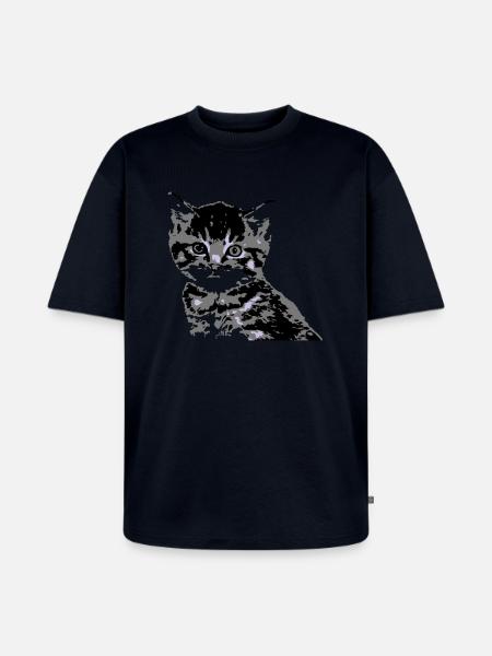 Katze Cat Katzengesicht - Unisex Premium Oversized Bio T-Shirt - Navy
