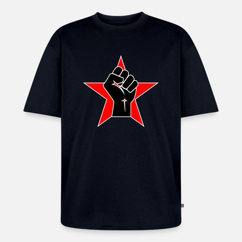 Raised Fist Logo 2 - T-shirt Premium bio oversize Unisexe - bleu marine