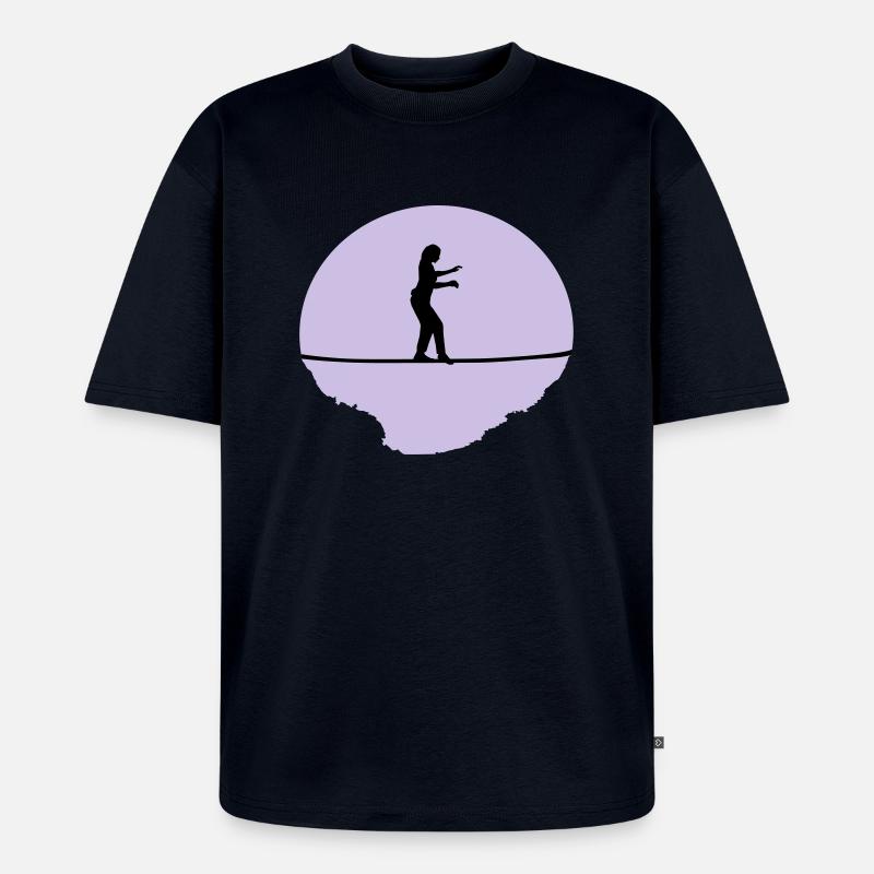 Slackline, Slacklining Frau - Unisex Premium Oversized Bio T-Shirt - Navy