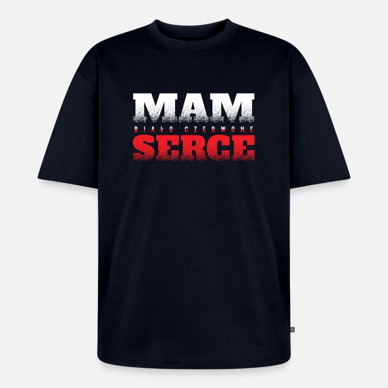 Polen - czerwone serce - Unisex Premium Oversized Bio T-Shirt - Navy